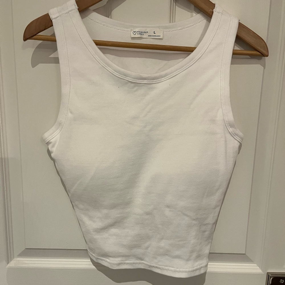 White Ribbed Tank Top